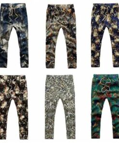 Mens Fashion Summer Slim Casual Joggers Pants Flower Printing Linen Trousers