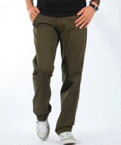 Alternative view of Mens Casual Loose Solid Color Cotton Cargo Pants Outdoor Working Comfortable Pants