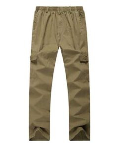 Mens Elastic Waist Multi Pocket Solid Color Casual Cotton Summer Plus Big Size Pants