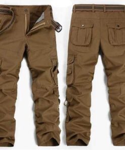 Men Military Outdooors Cargo Pants Loose Casual Cotton Multi Pockets Straight Leg Trousers