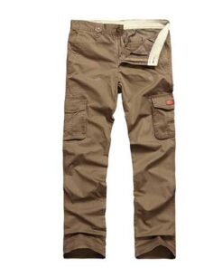 Mens Solid Color Outdooors Casual Sport Trouers Cotton Autumn Multi Pocket Cargo Pants