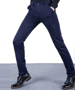 Mens Plus Size Thick Fleece Business Pants Casual Straight Leg Slim Fit Pants