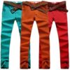 Mens Fashion Elastic Tight Pants Casual Straight Leg Slim Fit Cotton Pants 10 Colors