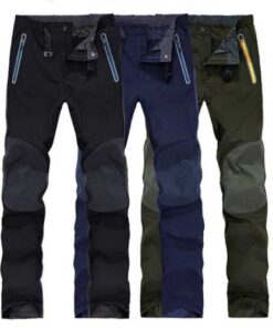 Outdoor Soft Shell Pants Male Waterproof Windproof Elastic Sports Hiking Climbing Trousers