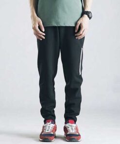 Men's Casual Sports Jogger Pants Black Elastic Waist Loose Cotton Sports Trousers