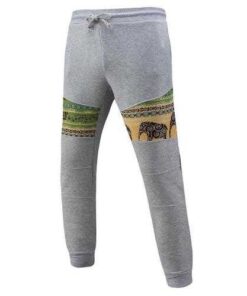 Men's Casual Jacquard Elastic Pants National Style Printing Drawstring Sport Trousers