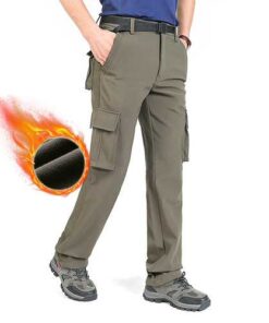 Autumn Winter Multi Pocket Casual Pants Men's Large Size Loose Straight Pants Warm Fleece Trousers