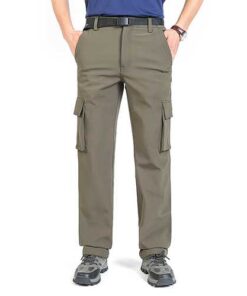 Alternative view of Autumn Winter Multi Pocket Casual Pants Men's Large Size Loose Straight Pants Warm Fleece Trousers