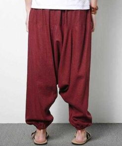 Alternative view of Men's Cotton Linen Harem Pants Casual Baggy Loose Trousers