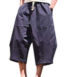 Alternative view of Mens Cotton Linen Loose Casual Calf-Length Harem Pants