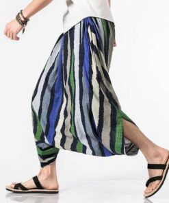 Charmkpr Mens Ethnic Style Color Stripe Printed Baggy Pants