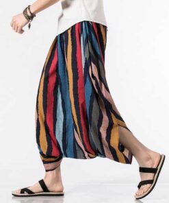Alternative view of Charmkpr Mens Ethnic Style Color Stripe Printed Baggy Pants