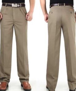 Mens Cotton Loose Wash-and-Wear Casual Pants