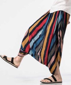 Mens 100% Cotton Crotch Wide Leg Pants