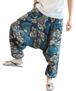 Ethnic Style Printed Loose Wide Leg Pants