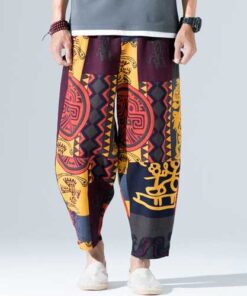 Ethnic Style Printed Loose Wide Leg Pants