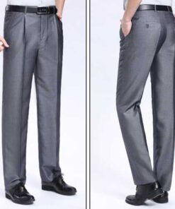 Mens Casual High Rise Polyester Comfy Business Dress Pants
