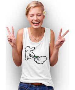 Womens Cartoon Hands Roll Joint Tank Top