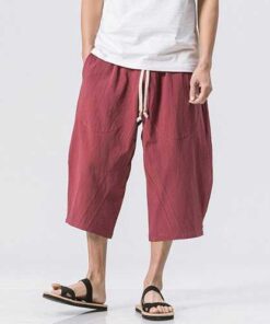 Alternative view of Baggy Loose Linen Calf Length Casual Shorts