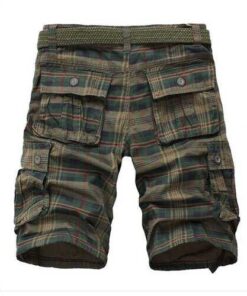 Alternative view of Multi-pocket Cotton Plaid Knee Length Shorts