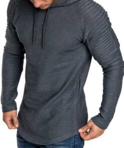 Mens Hooded Striped Fold Raglan Sleeve Sweatshirt