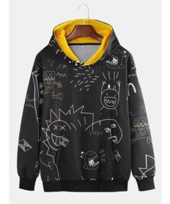Lovely Printing Letter Bear Muff Pockets Hoodies