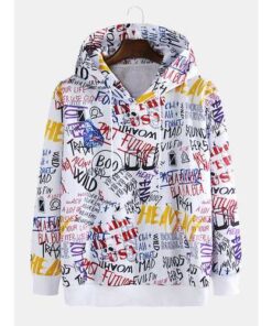 Mens Abstract Graffiti Printed Hoodies