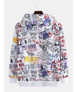 Alternative view of Mens Abstract Graffiti Printed Hoodies