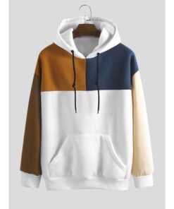 Mens Patchwork Contrast Color Hoodies