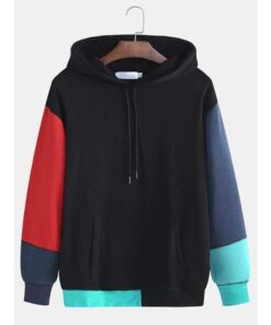 Patchwork Contrast Color Hoodies