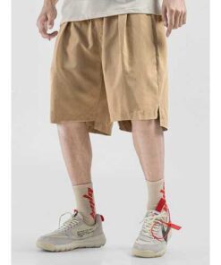 Solid Color Drawstring Split Shorts