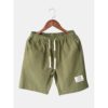 Drawstring Shorts Solid Color Pocket Shorts