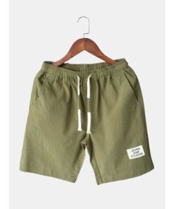 Drawstring Shorts Solid Color Pocket Shorts