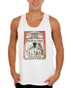 Fun Summer Tank Top- Buttwiser White  color Sizes S-XXXL
