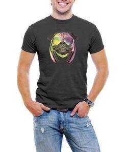 Colorful D.J Pug Men T-Shirt Soft Cotton Short Sleeve Tee
