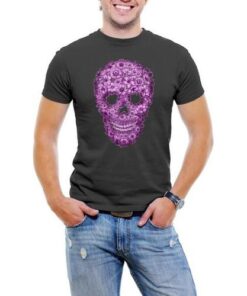 Flowered Skull Men T-Shirt Soft Cotton Short Sleeve Tee